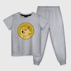 Пижама хлопковая детская Иронизирующая монета с Доге, цвет: меланж
