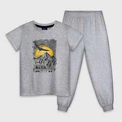 Пижама хлопковая детская Бездорожье и сова, цвет: меланж