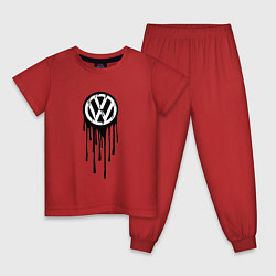 Пижама хлопковая детская Volkswagen - art logo, цвет: красный