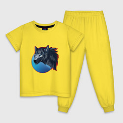 Пижама хлопковая детская Морда ночного волка, цвет: желтый