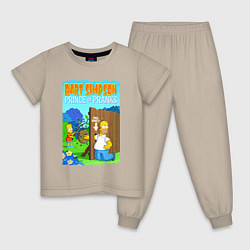 Пижама хлопковая детская Барт Симпсон дурит своего батю - розыгрыш, цвет: миндальный