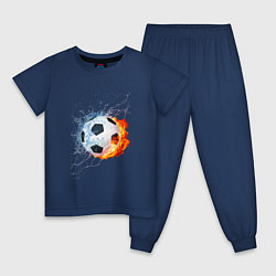 Пижама хлопковая детская Футбол - противостояние стихий, цвет: тёмно-синий