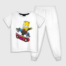 Пижама хлопковая детская Барт Симпсон - крутой скейтбордист, цвет: белый