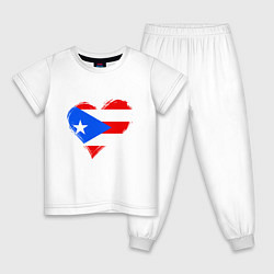 Пижама хлопковая детская Сердце - Пуэрто-Рико, цвет: белый