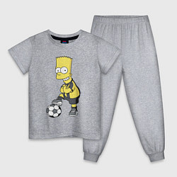 Пижама хлопковая детская Барт Симпсон - крутой футбольный форвард, цвет: меланж