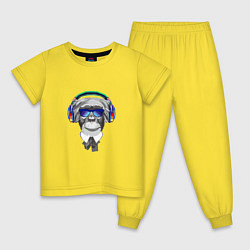 Пижама хлопковая детская Monkey Music, цвет: желтый