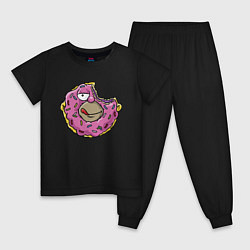 Пижама хлопковая детская Гомер Симпсон - пончик, цвет: черный
