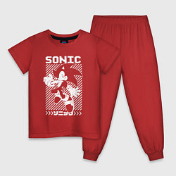 Пижама хлопковая детская Sonic - game, цвет: красный