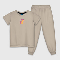 Пижама хлопковая детская Николас Кейдж - пони, цвет: миндальный