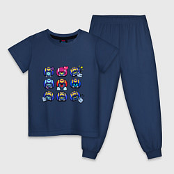 Пижама хлопковая детская Значки на Сту Пины Бравл Старс Stu, цвет: тёмно-синий