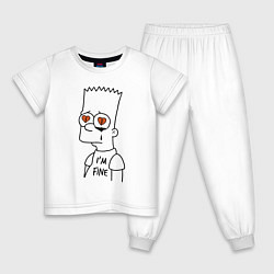 Пижама хлопковая детская Im fine - Bart Simpson, цвет: белый