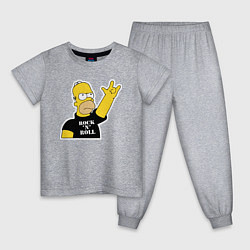 Пижама хлопковая детская Гомер Симпсон - Rock n Roll, цвет: меланж