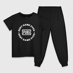 Пижама хлопковая детская Символ PUBG и круглая надпись best game ever, цвет: черный