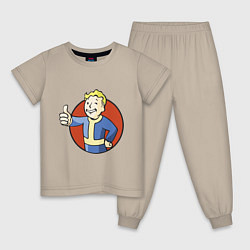 Пижама хлопковая детская Vault boy like, цвет: миндальный