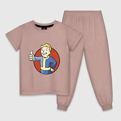 Пижама хлопковая детская Vault boy like, цвет: пыльно-розовый