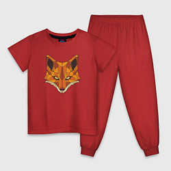 Пижама хлопковая детская Голова лисы-полигональ, цвет: красный