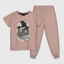 Пижама хлопковая детская Steam owl, цвет: пыльно-розовый