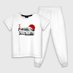 Пижама хлопковая детская Mazda 3 bk JDM Retro, цвет: белый