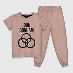 Пижама хлопковая детская John Bonham - Led Zeppelin - legend, цвет: пыльно-розовый