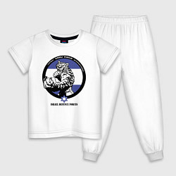 Пижама хлопковая детская Krav-maga tiger emblem, цвет: белый