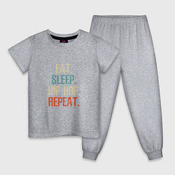 Пижама хлопковая детская Еда, сон, хип-хоп, цвет: меланж