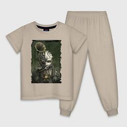 Пижама хлопковая детская Девушка в механистическом костюме, цвет: миндальный