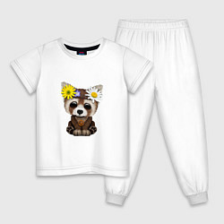 Пижама хлопковая детская Мир - Красная Панда, цвет: белый