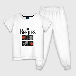 Пижама хлопковая детская The Beatles - Жуки, цвет: белый