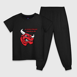 Пижама хлопковая детская Чикаго Буллз - баскетбол НБА, цвет: черный