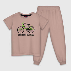 Пижама хлопковая детская Сжигайте жир а не газ, цвет: пыльно-розовый