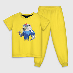 Пижама хлопковая детская Зомби- мишка - большой теннис - halloween, цвет: желтый