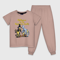 Пижама хлопковая детская Halloween in the Simpsons Family, цвет: пыльно-розовый