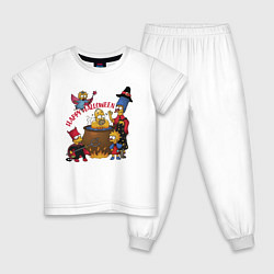 Пижама хлопковая детская Семейка Симпсонов варит в адском котле главу семей, цвет: белый