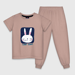 Пижама хлопковая детская Funny - Bunny, цвет: пыльно-розовый
