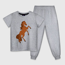 Пижама хлопковая детская Лошадка на задних ногах, цвет: меланж