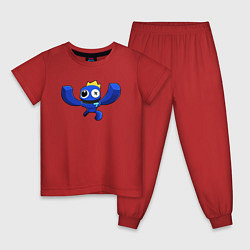 Пижама хлопковая детская Синий - Радужные друзья, цвет: красный