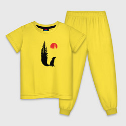 Пижама хлопковая детская Лиса и Луна, цвет: желтый