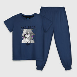 Пижама хлопковая детская Яэ Мико жрица, цвет: тёмно-синий