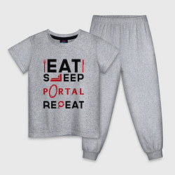 Детская пижама Надпись: eat sleep Portal repeat