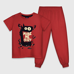 Пижама хлопковая детская Монстрик и сладости, цвет: красный