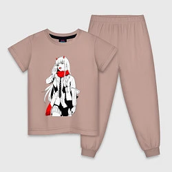 Пижама хлопковая детская Ноль два с чупачупсом, цвет: пыльно-розовый