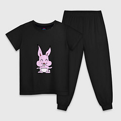 Пижама хлопковая детская Rabbit Smile, цвет: черный