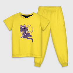 Пижама хлопковая детская The Moon Cat, цвет: желтый