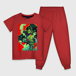 Пижама хлопковая детская Луффи упругий человек - One Piece, цвет: красный