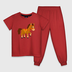 Пижама хлопковая детская Жеребёнок, цвет: красный