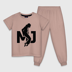 Пижама хлопковая детская MJ Music, цвет: пыльно-розовый