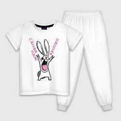 Пижама хлопковая детская С новым годом, кролики, год кролика, цвет: белый
