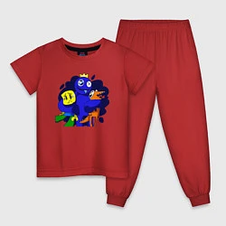 Пижама хлопковая детская Радужные друзья: все персонажи, цвет: красный