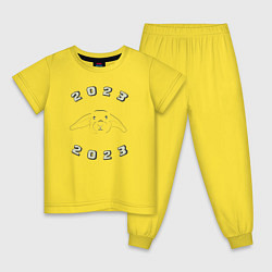 Пижама хлопковая детская Новый кролик 2023, цвет: желтый