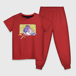Пижама хлопковая детская Голубь-попрошайка, цвет: красный